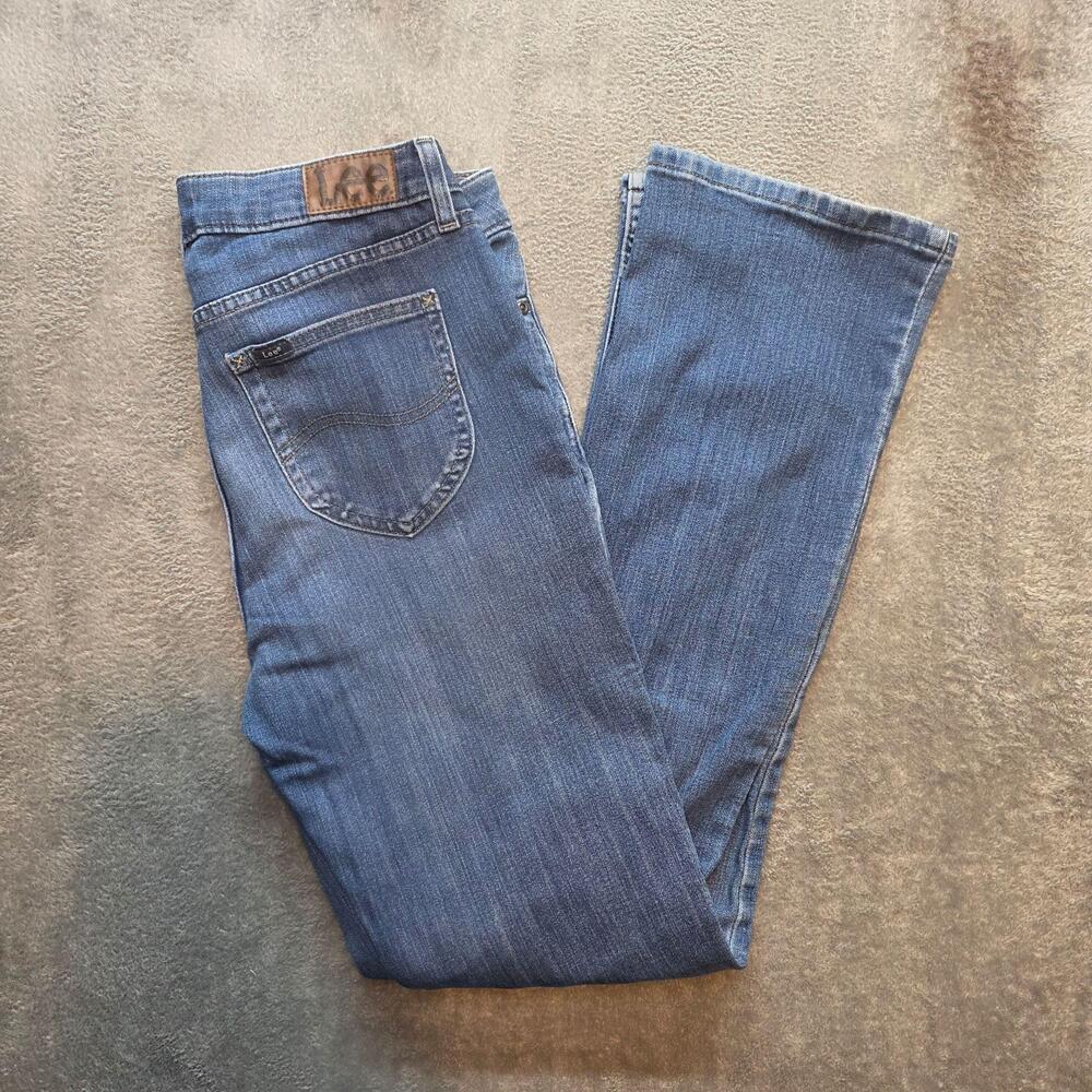 Lee Bootcut Jeans Womens 14 Blue Medium Wash Mid Rise Regular Fit Denim Casual